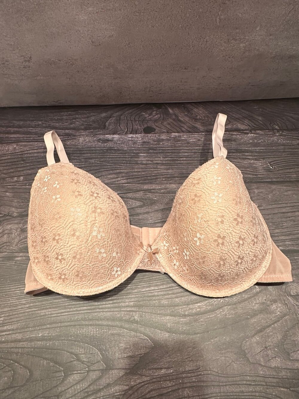 Laura Ashley Dusty Blush Pink Lace Underwire Padded Bra 42D Floral